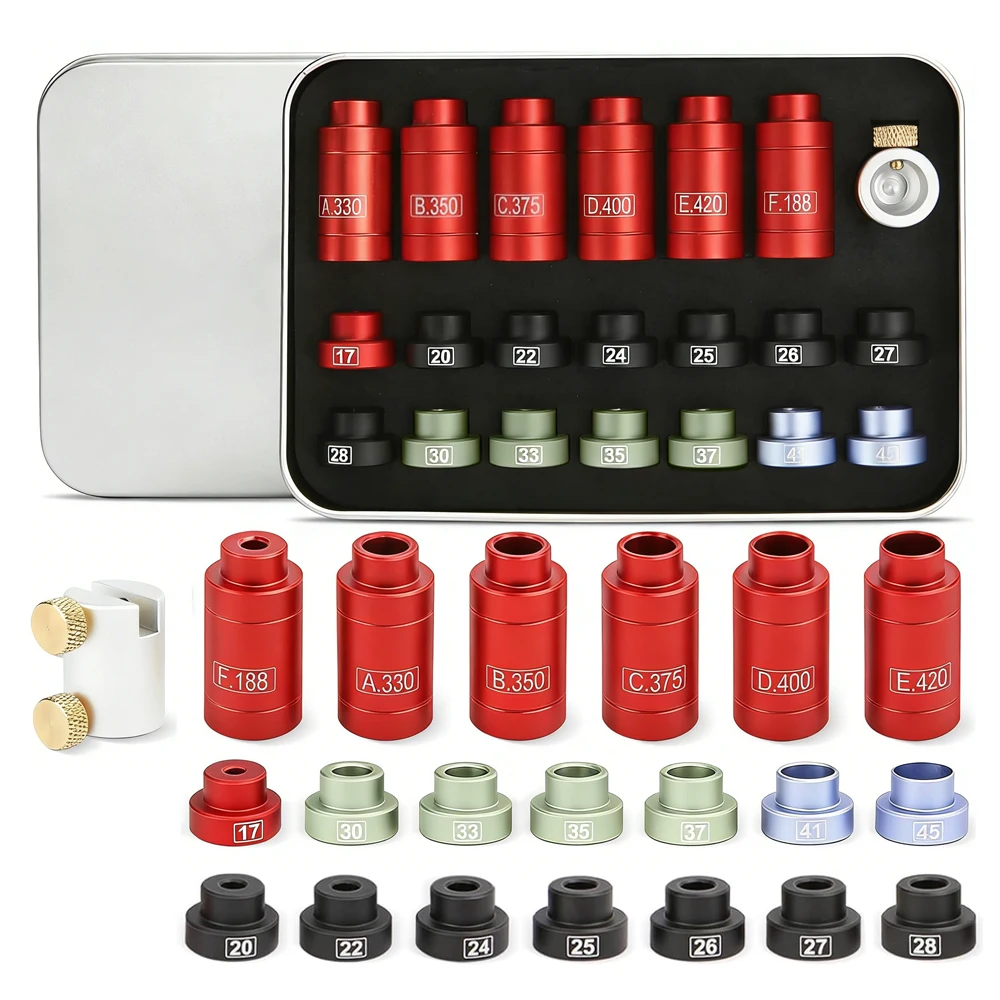 Image of Bullet Comparator Kit Headspace Gauge Tool Set mit 14 Einsätzen und 6 Buchsen Bullet Reloading Supplies Aluminium-Nachladewerkzeug