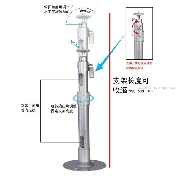 Retractable 330-600MM Projector Hanger, Projector Ceiling Monitoring Bracket Surface Oxidation Silver 3