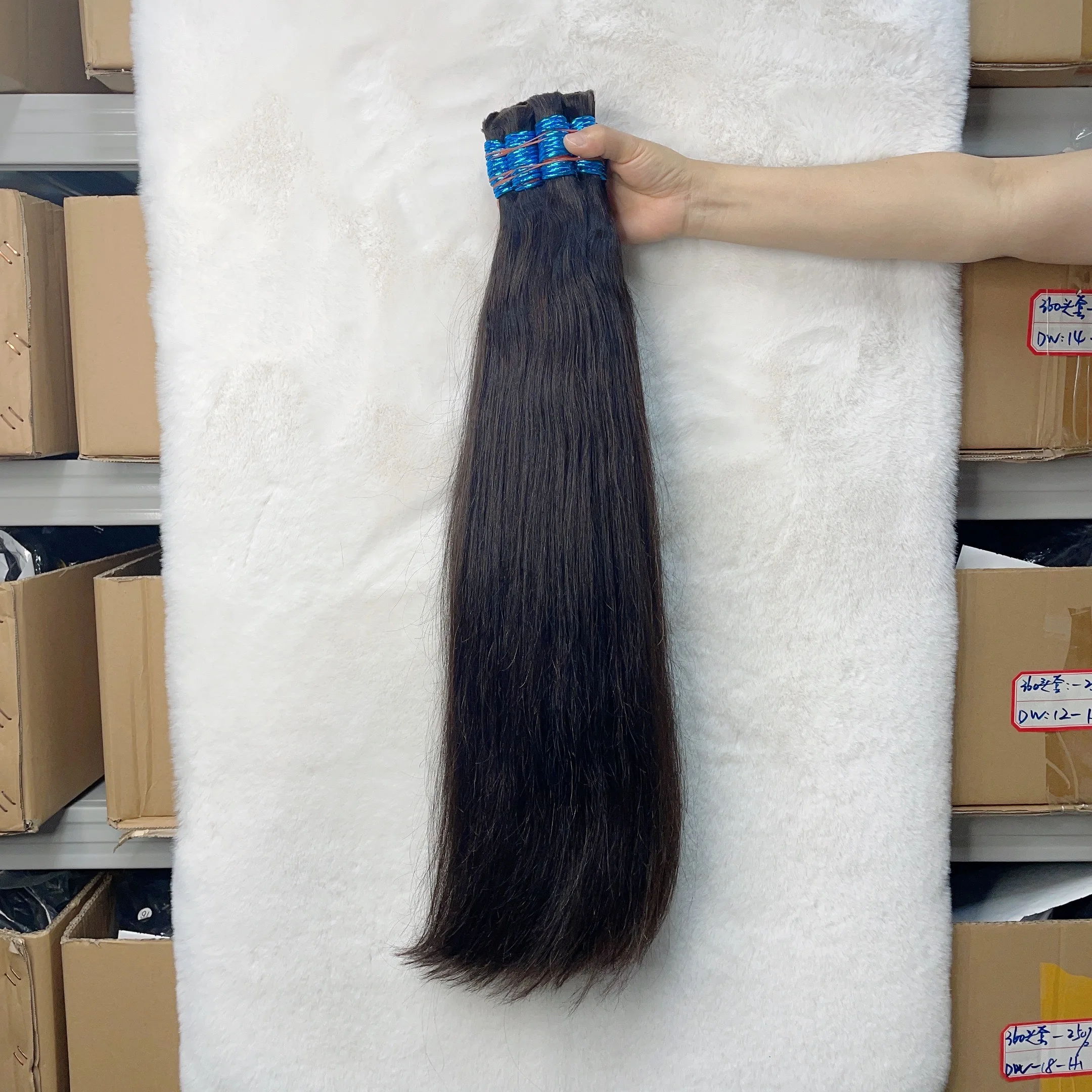 Wholesale 30Inch Bundles Human Hair For Braids Raw Virgin India Straight Extensions Natural Black Bulk Hair Extensions For Women