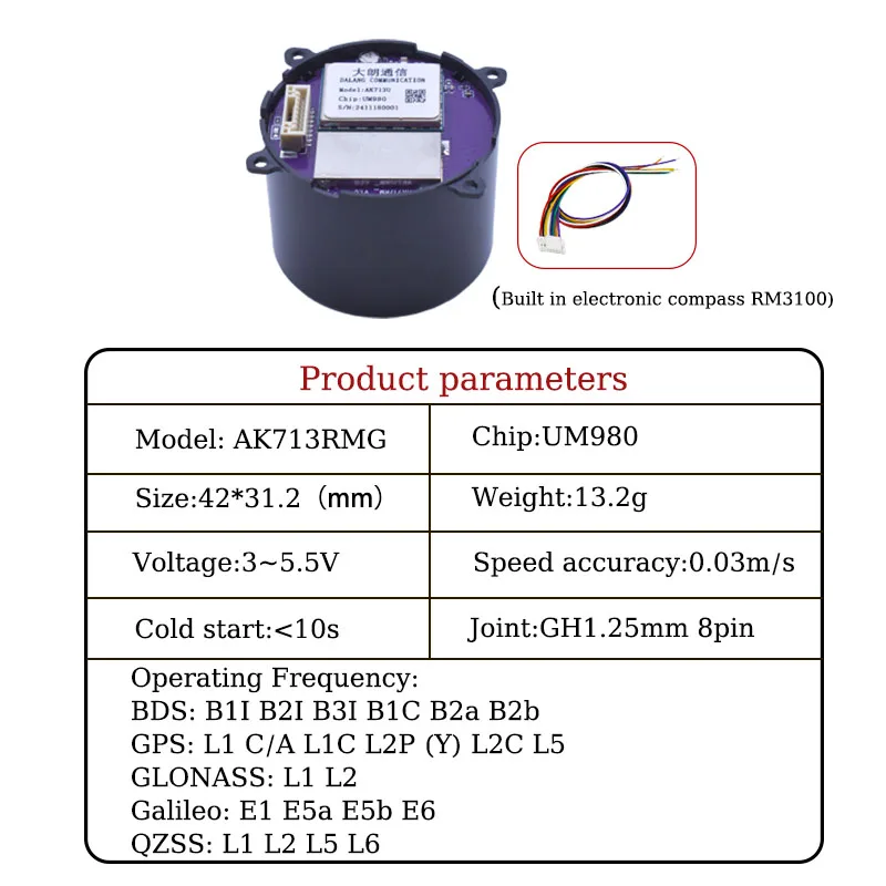 Voor PX4 Lichtgewicht Prestaties Drone UM980 Kompas RM3100 IST8310 & Spiraal Antenne Volledige Frequentie Hoge precisie RTK Ontvanger