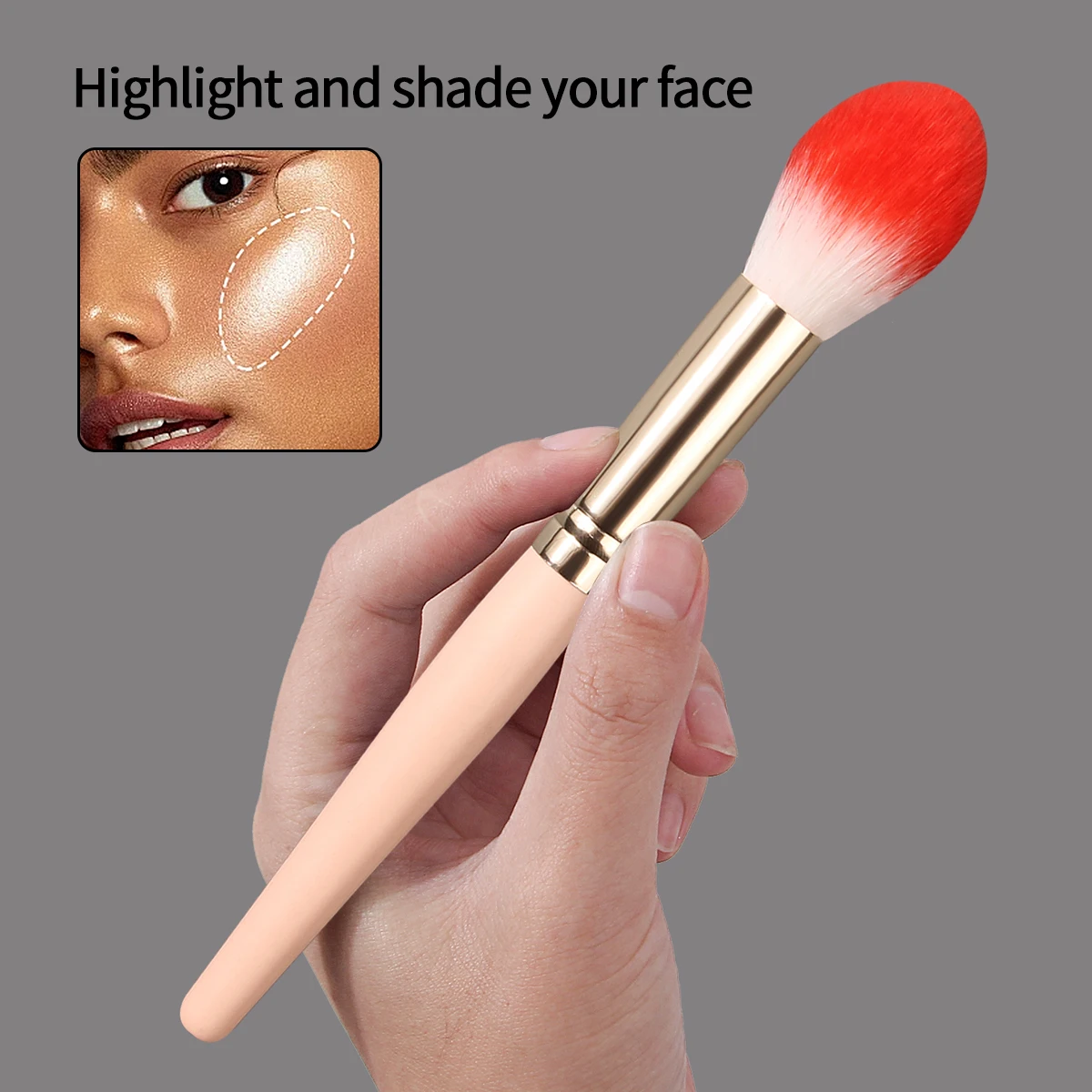 1pcs Flame-shaped facial blush brush, setting brush, contactor brush, multi-purpose use, beginner-friendly makeup brush tool