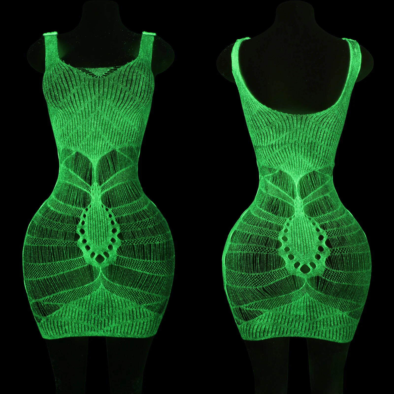 

Luminous Fluorescent Fishnet Dress Sexy Stage Outfit for Dancers Bold Erotic Nightclub Performance Costume