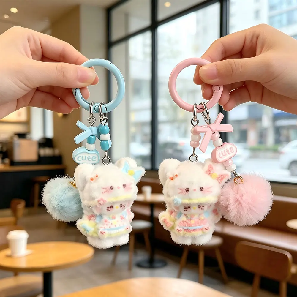 3D Kitten Keychain Student Cartoon Backpack Pendant Cute Bag Accessory Gift for Best Friend