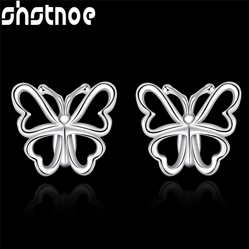 

SHSTONE 925 Sterling Silver Butterfly Stud Earrings For Women Party Engagement Wedding Valentines Gift Fashion Charm Jewelry