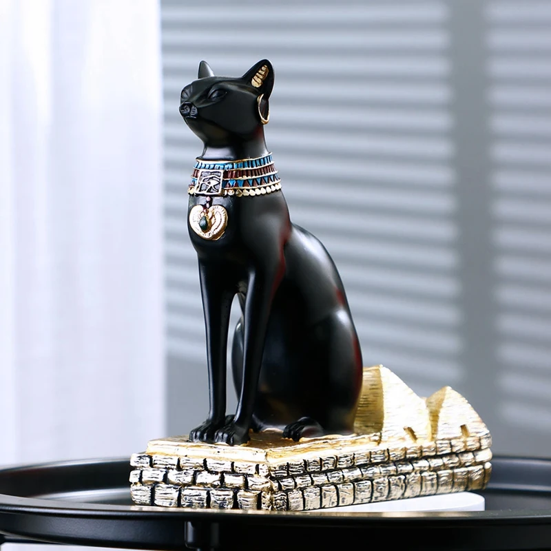 Resin Egyptian Cat God Dog Statues Animal Bottle Holder Egyptian Goddess Cat Decorative Statue Sculptures Wine Rack