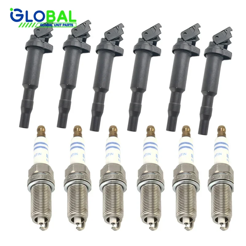 

6PCS OEM 12138647689 Kit Ignition Coils & 6PCS Spark Plugs Set Fits For BMW 3 5 Series X3 X5 Z4 12138616153