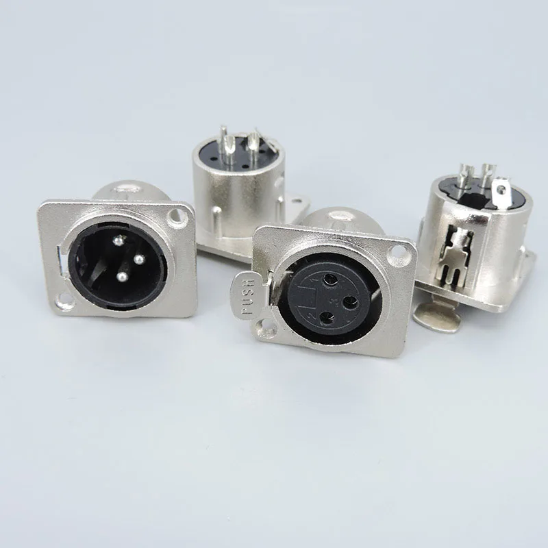 

1pcs XLR 3pin Male or Female Panel power mount Socket Audio Microphone Jack Plug Connector silver Copper Contact XLR Metal E1