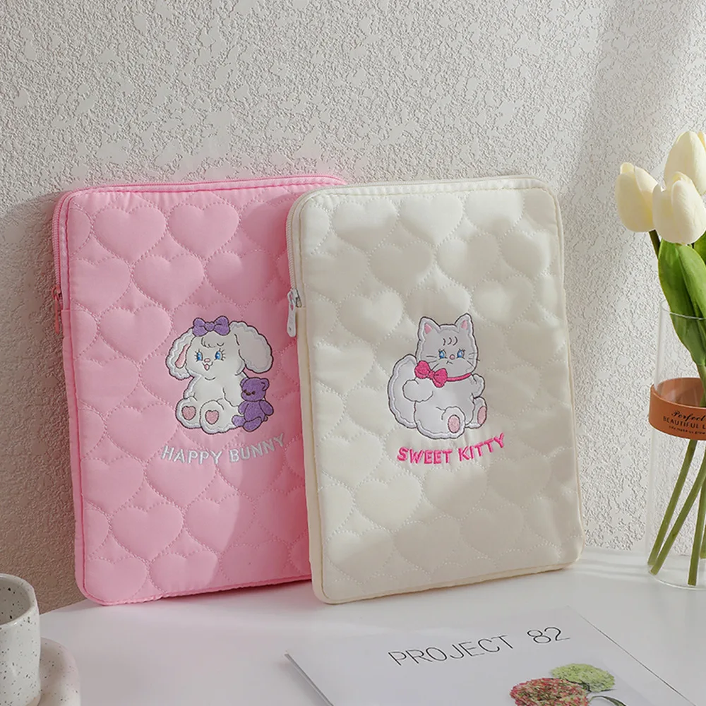 Cartoon Embroidered Tablet Protective Case Korean Girl 11 Inch Pouch for Ipad Air4 5 10th Generation 10.9 10.5 10.2 Storage Bag