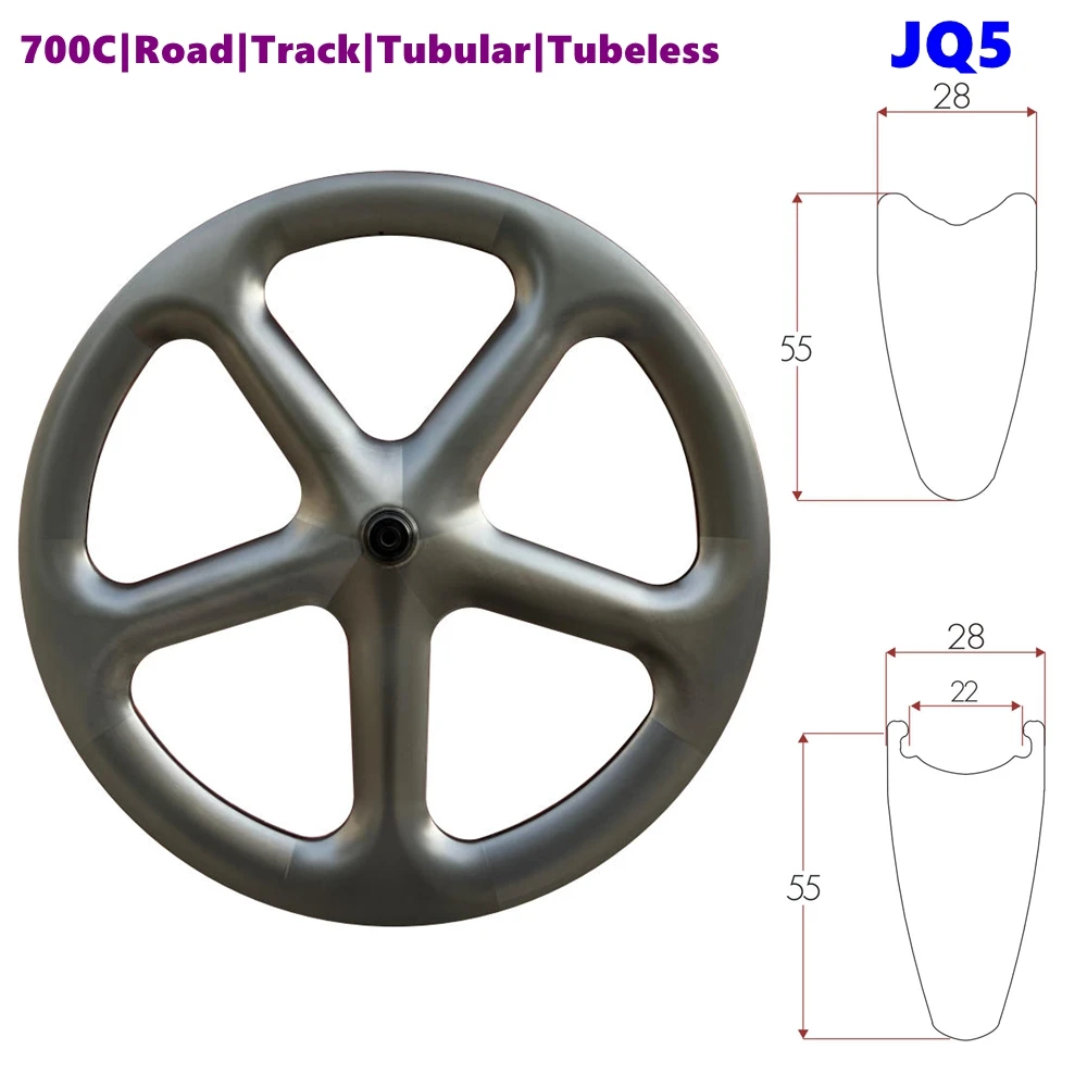 

BIKEDOC JQ5 28mm Wide Ultralight 700C High Tensile 5 Spoke Carbon Wheel Disc Brake Bladed Five Spoke Wheelset