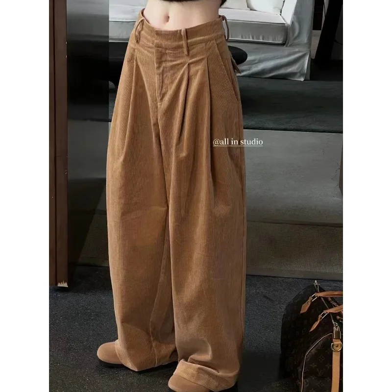 Deeptown Y2k Vintage Corduroy Pants Women Baggy Harajuku Casual Wide Leg Trousers Korean Fashion High Waist Loose Pantalones