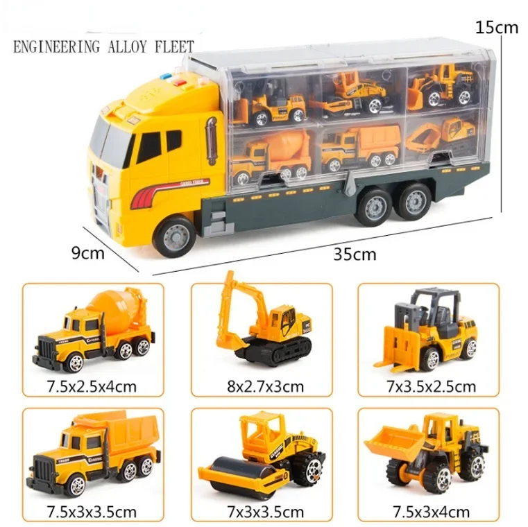 

Big Construction Trucks Set 1:64 Scale Toys Mini Diecast Alloy Car Model Engineering Toys Vehicles Carrier Truck Gifts Boys Toys