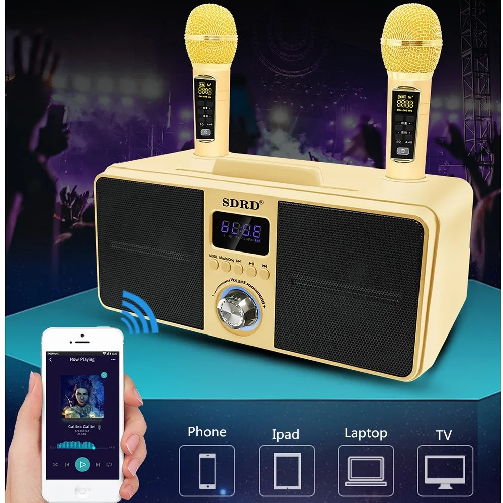 صندوق مكبر صوت بلوتوث للمسرح المنزلي ، ميكروفون لاسلكي مزدوج ، صندوق صوت K Soundbox ، تلفزيون ، كمبيوتر ، صوت محيطي ثلاثي الأبعاد ، مضخم صوت ، شريط صوت