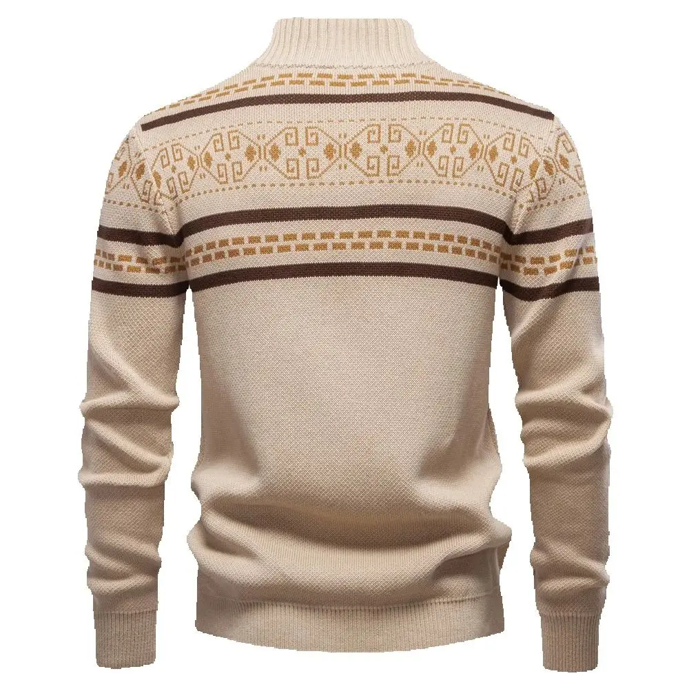 Men's European-Style Knitted Cardigan Sweater with Zipper for Autumn Winter 2025 - Casual Comfortable Long Coat