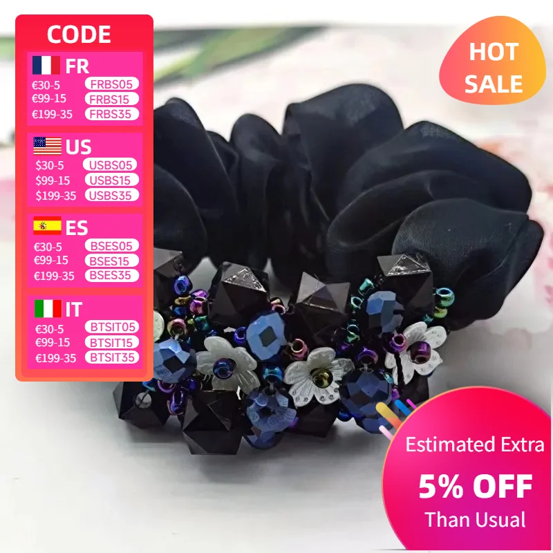 

Starry Organza Large Intestine Hair Band Women's High-Grade Hair Rope Updo Bun Head Headdress Flower Scrunchies Accesorios Mujer
