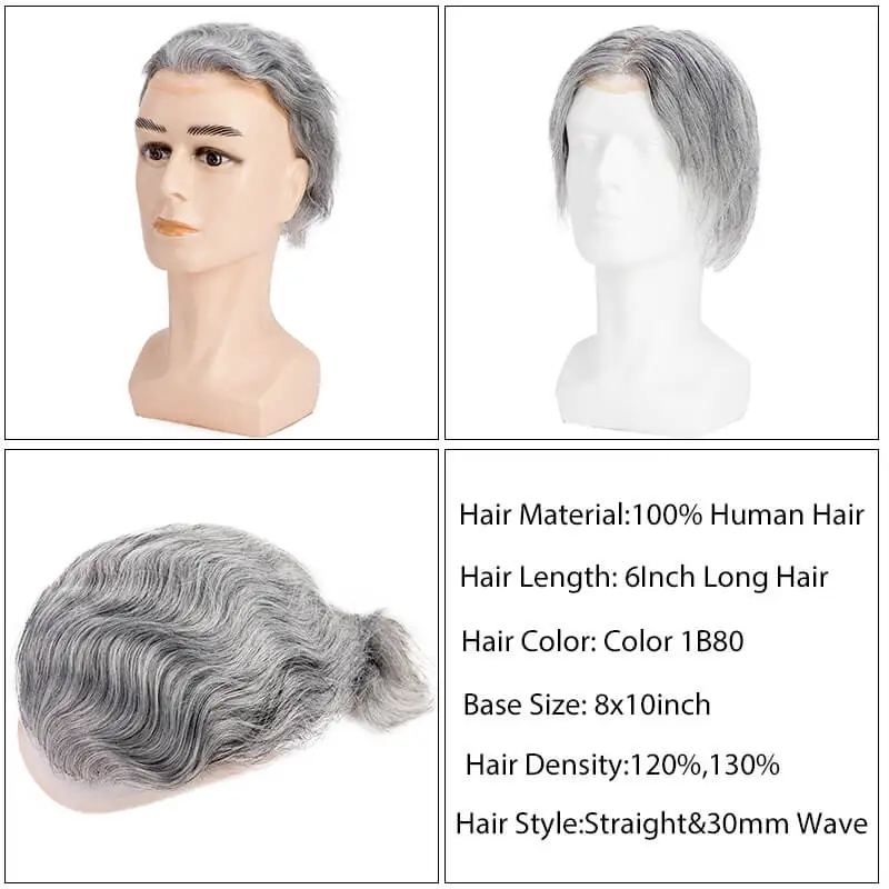 Mono Lace Base Toupee Men Male Hair Prosthesis Soft Skin Pu Around Men's Wig Breathable Natural Human Hair Wigs For Men Systems