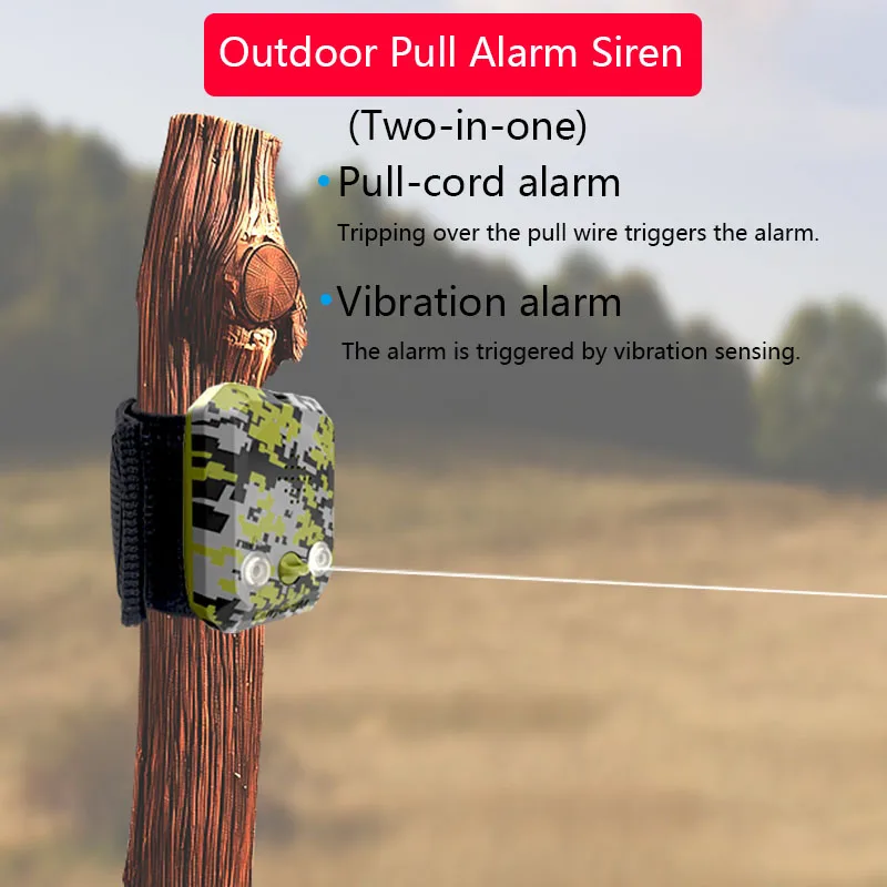 Portable Outdoor Pull Siren Camping Travel Vibration Siren Security Alarm Wire Trigger Alarm Device Security Alert for Safty