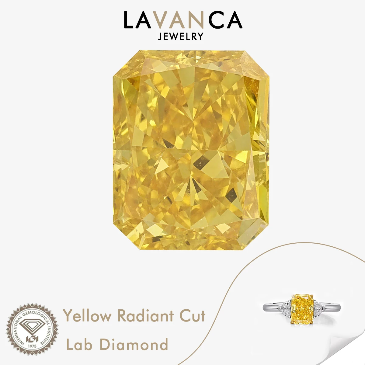 IGI Certified Vivid Yellow Lab Grown Diamonds 0.5-3.0ct Radiant Cut Lab Created Diamonds CVD/HPHT Loose Diamond For Jewelry Made