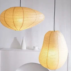 Japanese Style Isamu Noguchi Wabi Sabi Rice Paper Chandelier Bedroom Living Dining Room Bar Home Decor Lamp Led Pendant Lights