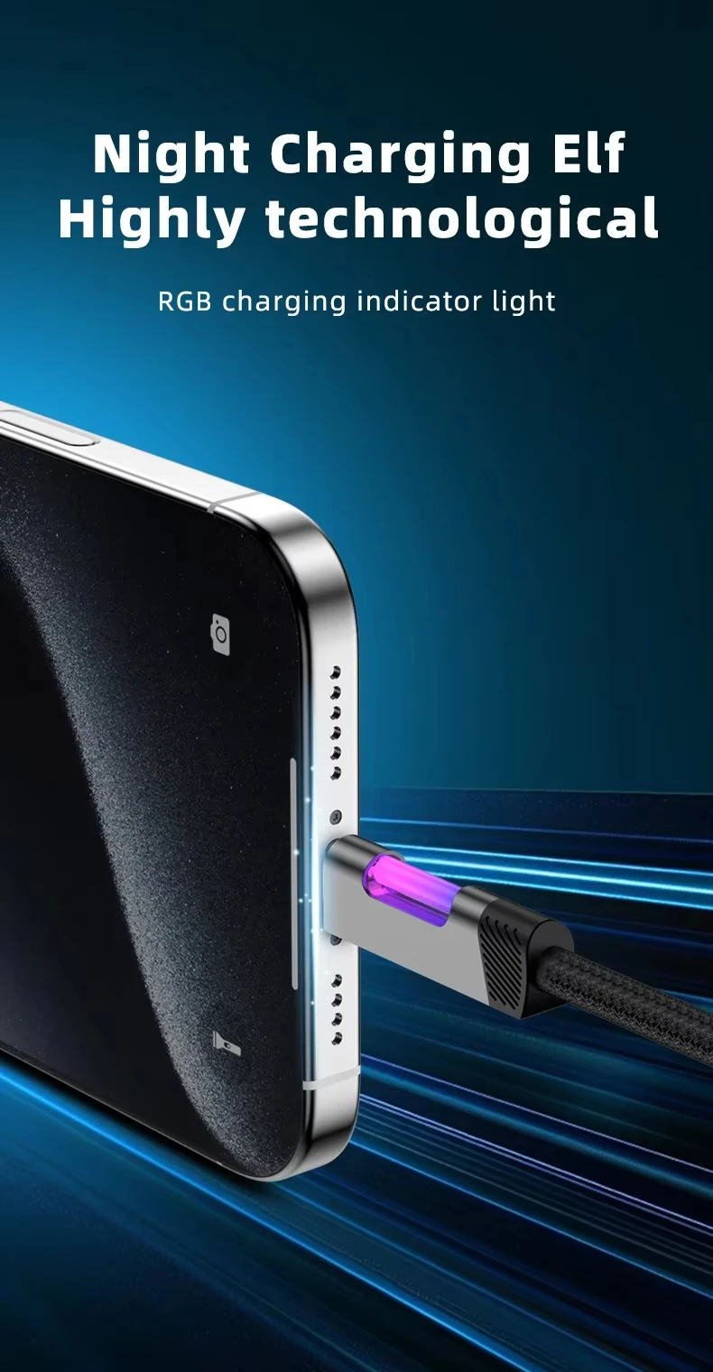 NNBILI NEW RGB Fast Charging Cable 100W A-C and 60W C-C Charging Cable Fast Charging Cable, for Xiaomi Huawei OPPO Oneplus Cable