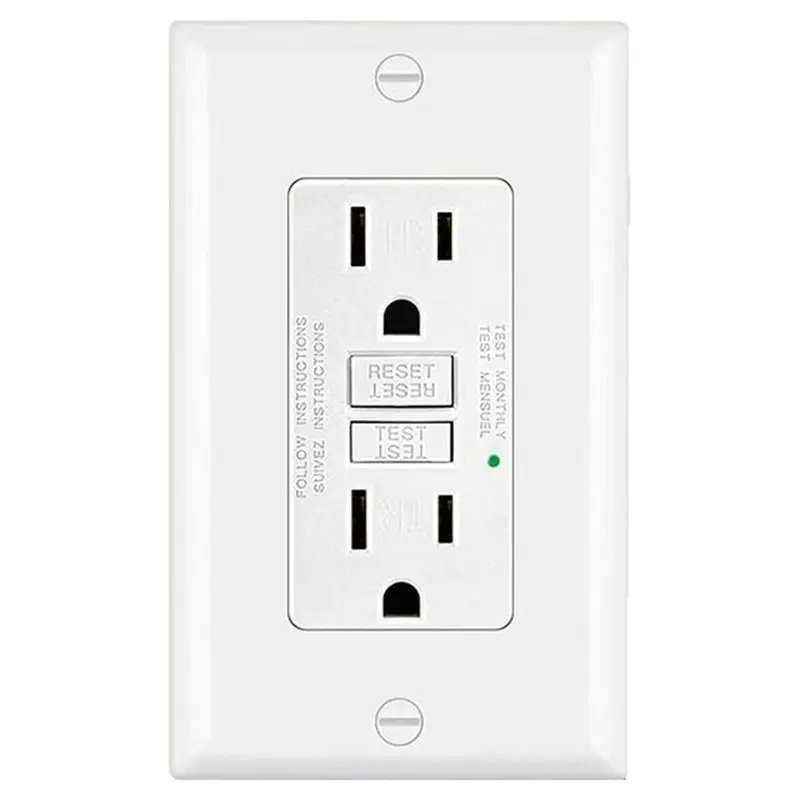 WORTHOWN-White, 15A GFI Outlets, 15 Amp, Outdoor GFI, Weather Resistant, Ground Fault Circuit Interrupter, Wallplate Included, 1