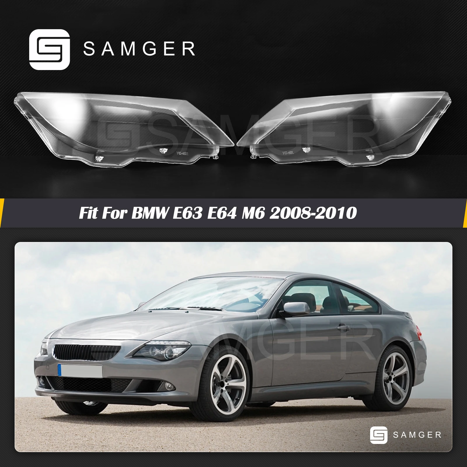 Car Front Headlight Headlamp Lens Cover For BMW E63 E64 M6 2008-2010 Headlight Cover Shell 63127186815 63127186816