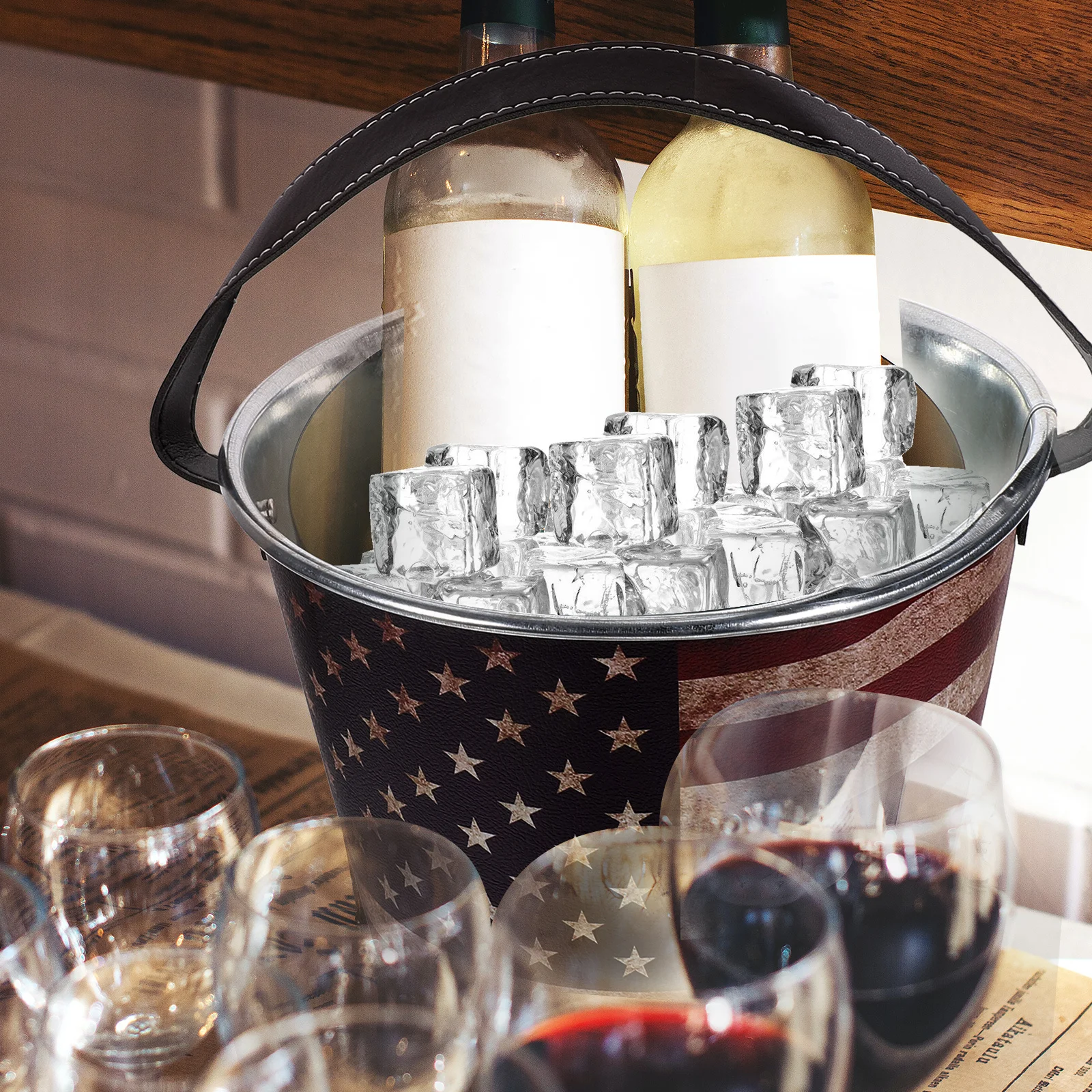 

Ice Cube Bucket Vintage Iron Bar Beer Wine Storage Barrel Party Wine Ice Cooling Bucket Beer Barrel Bar Supply