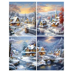 5d Diamond Painting Complete Kit Winter Snow Landscape Full Square Round Mosaic House Diy Diamond Embroidery Home Decoration A05