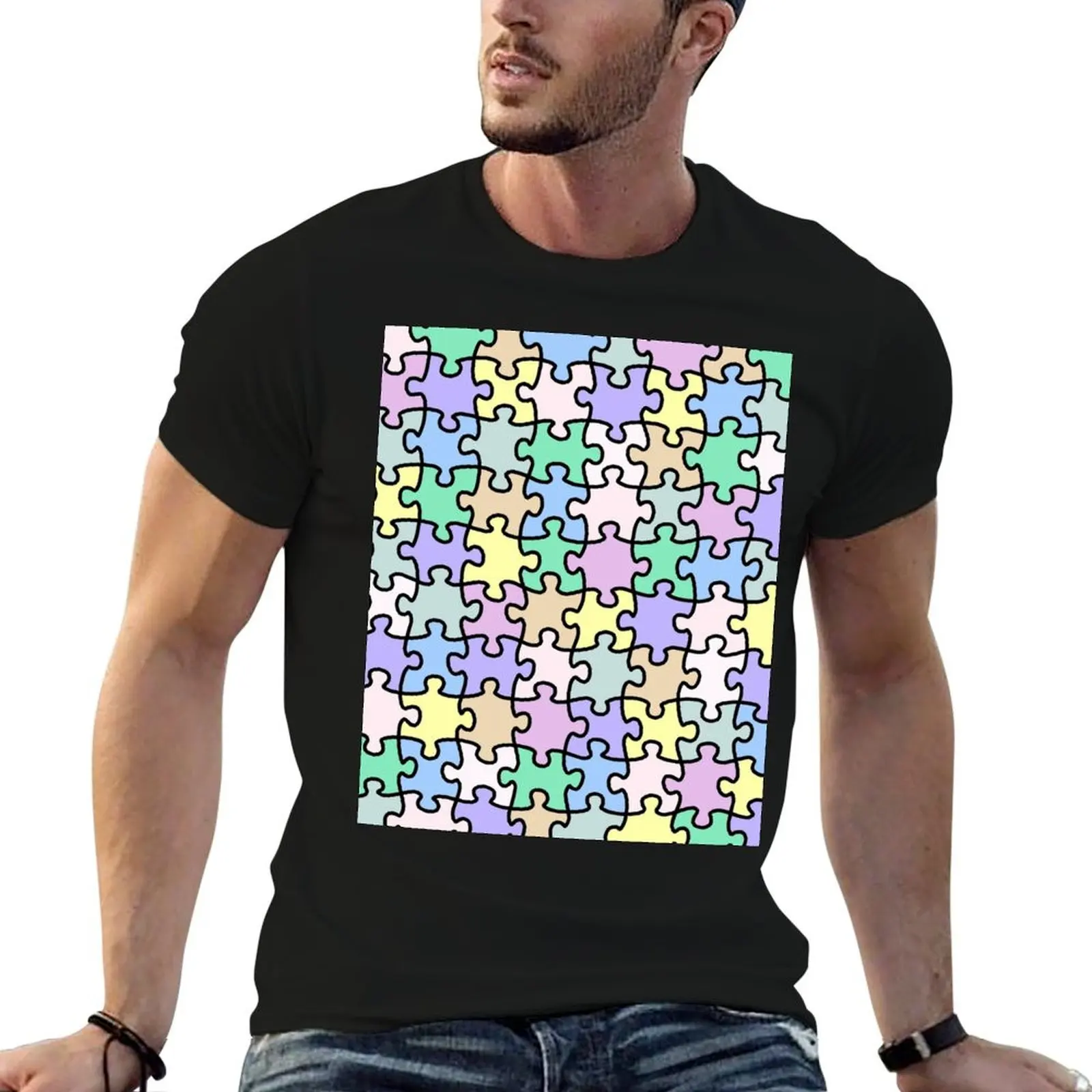 

Jigsaw puzzle pastel colours T-Shirt vintage graphic tee anime shirt for a boy croswit shirt man funny t shirts men