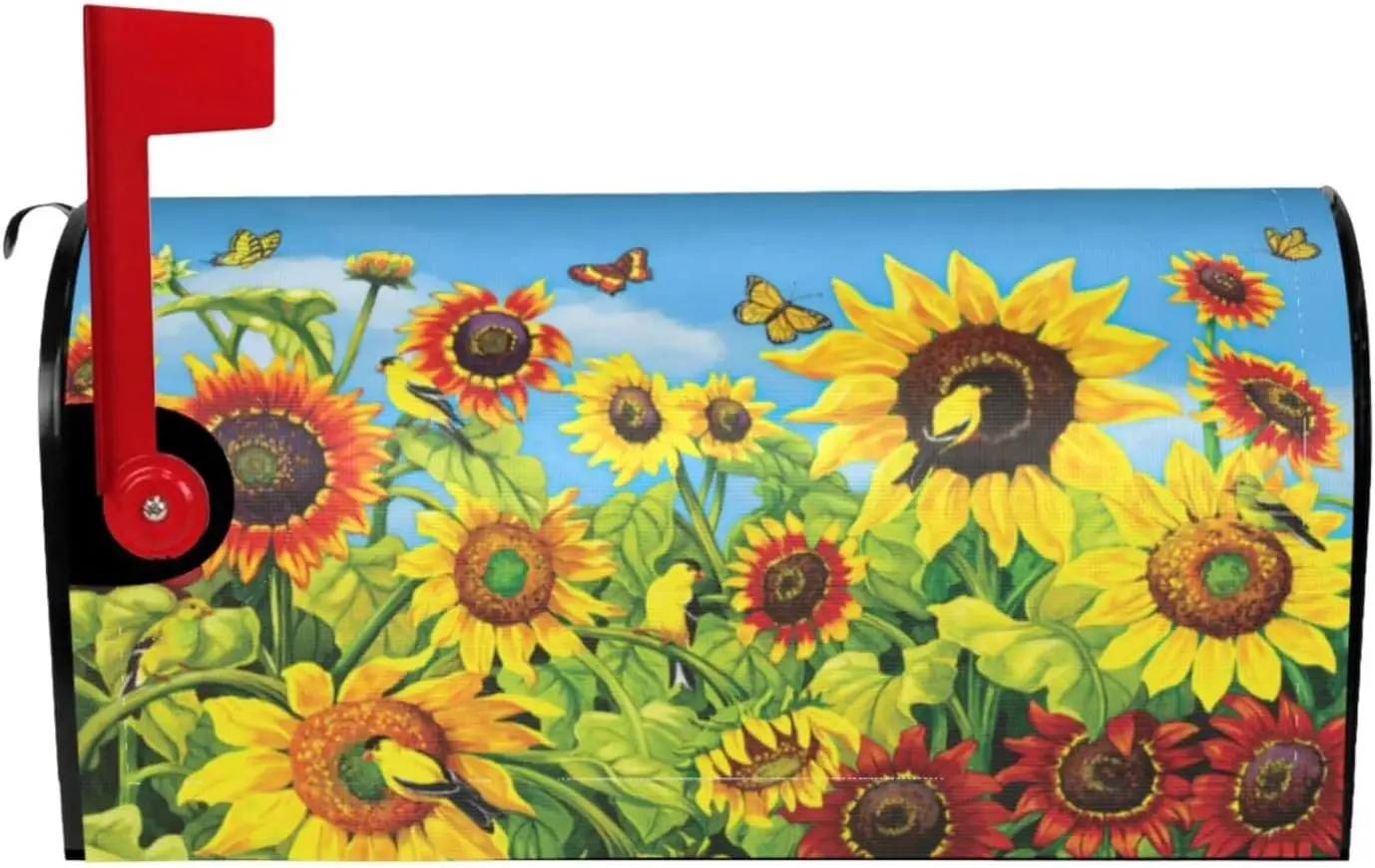 Sunflowers Mailbox Cover, Yellow Flower Outdoor Magnetic Mail Cover Letter Post Box 18x21 in Mailwrap for Garden Outside Home De