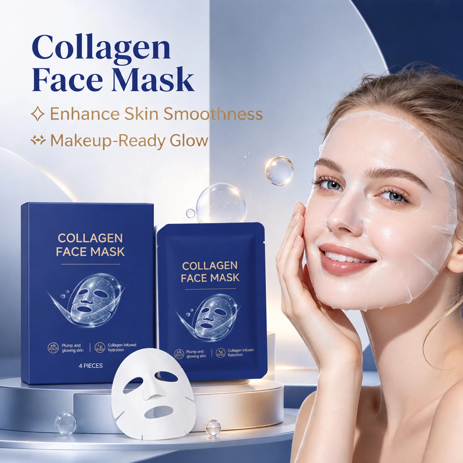 Collagen Face Mask Long Lasting Hydrating Revitalize Skin Maintain Skin Elasticity Firming Smooth Skin Anti Aging Minimize Pores