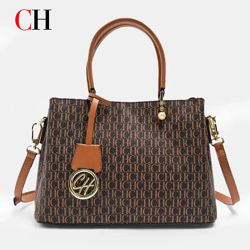 CH Light Luxury Brand Letter Print Handbag with Letter Pendant Design Unique and Elegant Popular Fashion Niche High Quality