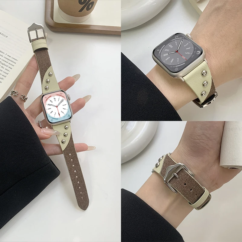 Leather strap for apple watch band 44mm 45mm 42mm 38mm 40mm 41mm Ultra 49mm Designer Luxury band iwatch 9 8 7 6 5 4 se watchband