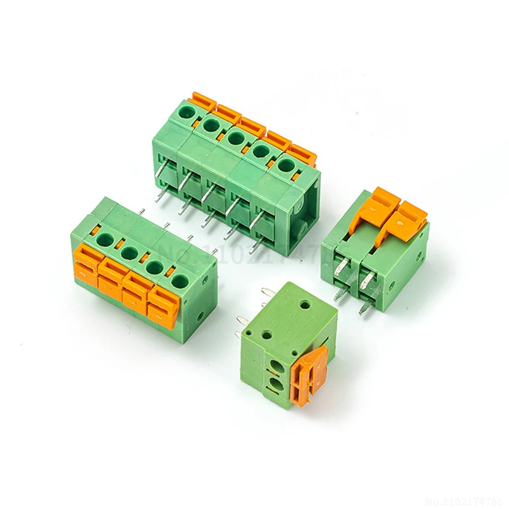 (5 pcs) KF 142V 142R - 5.08mm spring-loaded screwless push-on terminal blocks straight pins with bent terminals DA 142V/R 5.08