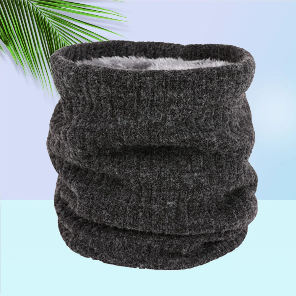 

Circle Scarf Winter Dark Grey Double-Layer Fleece Lined Knit Neck Warmer Soft Stretchy Scarf Windproof for Cold Weather