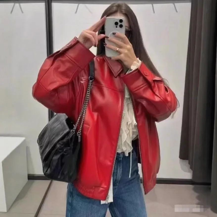 

Осень-зима, новый стиль, женское пальто из искусственной кожи на молнии с длинным рукавом, осень-зима, повседневная кожаная куртка