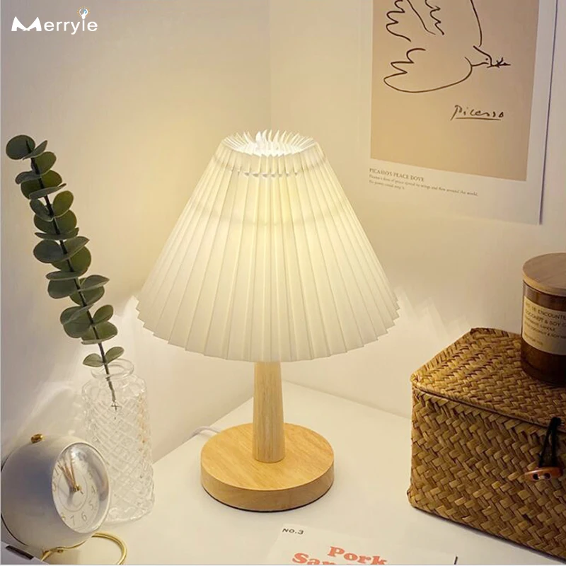 

New Table Bedroom Lamp Wooden Retro Bedside Night Lamp Wireless Remote Control Reading Night Lights Decor Home Living Room