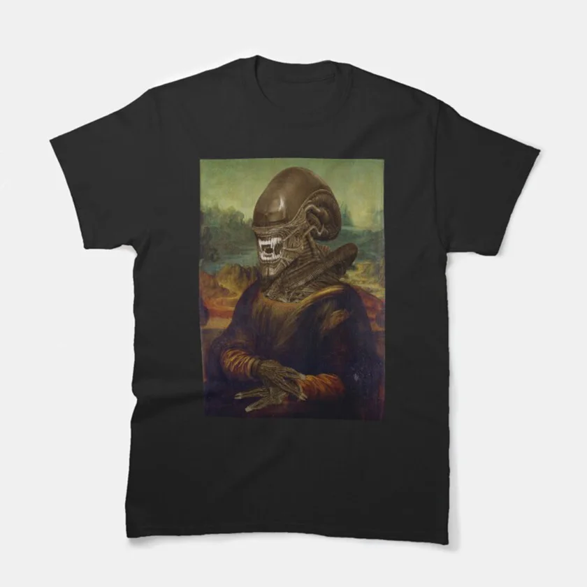 Mona Lisa  Xenomorph Horror Sci-Fi Alien Weyland-Yutani space Scream scary film chestburster funny t shirt plus size clothing