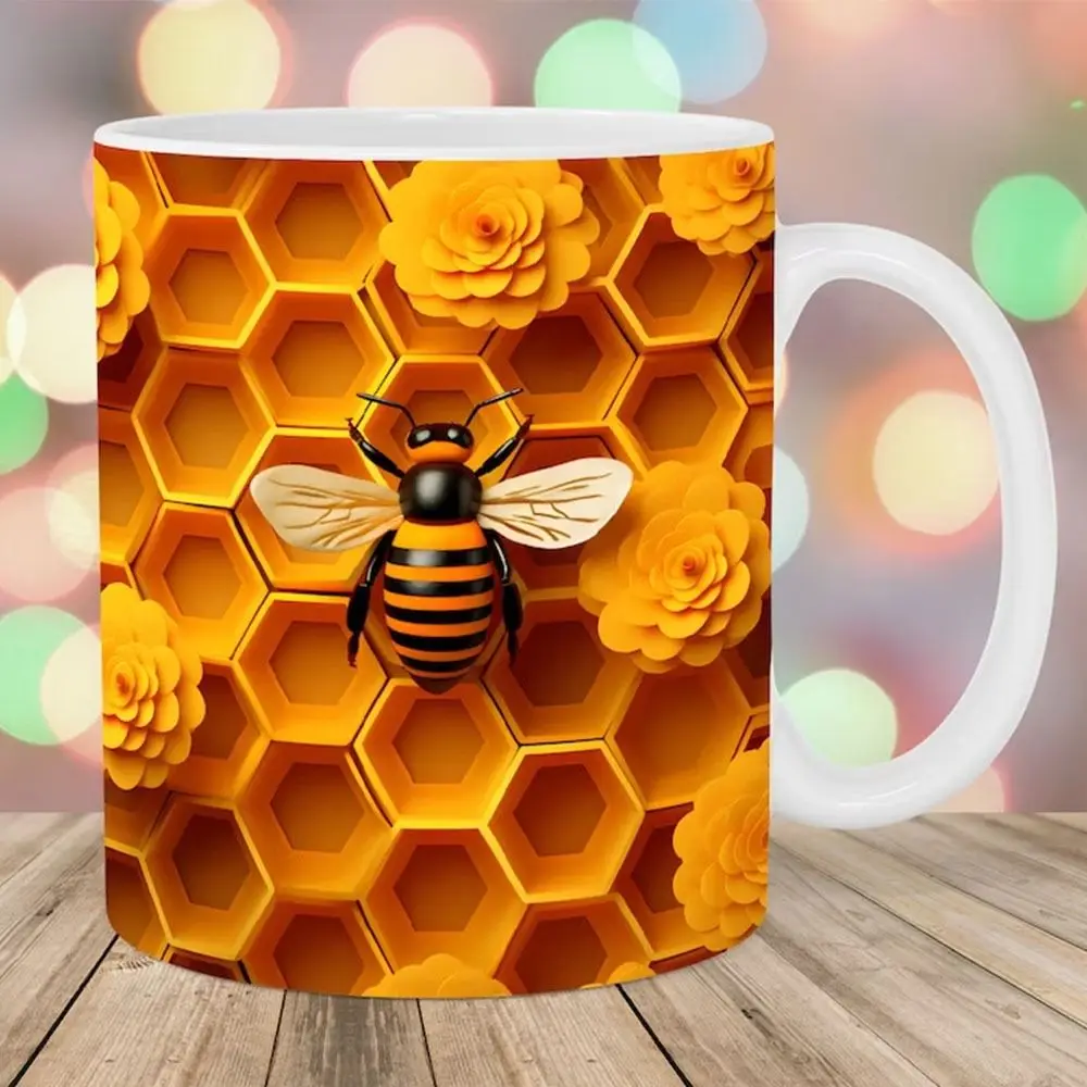 Creative 3D Bee Painted Mug New Bee Multi-Purpose 3D Space Design Mugs 3D Tea Cup