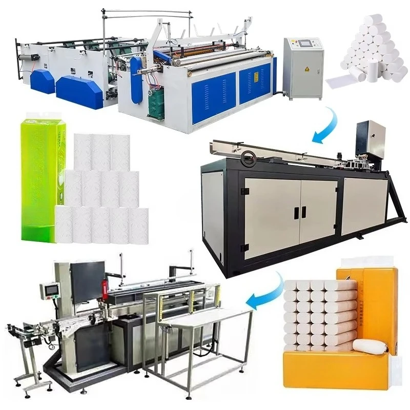 High Performance Toilet Roll Production Line with Automatic Kitchen Towel Embossing Cutting Machine for Local Factory