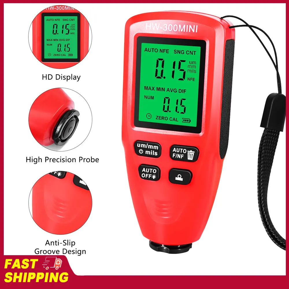 Medidor de Espesor de Pintura para Automóviles, Medidor de Espesor de Revestimiento para Inspección de Pintura Automotriz, Industria Manufacturera, Superficies Metálicas