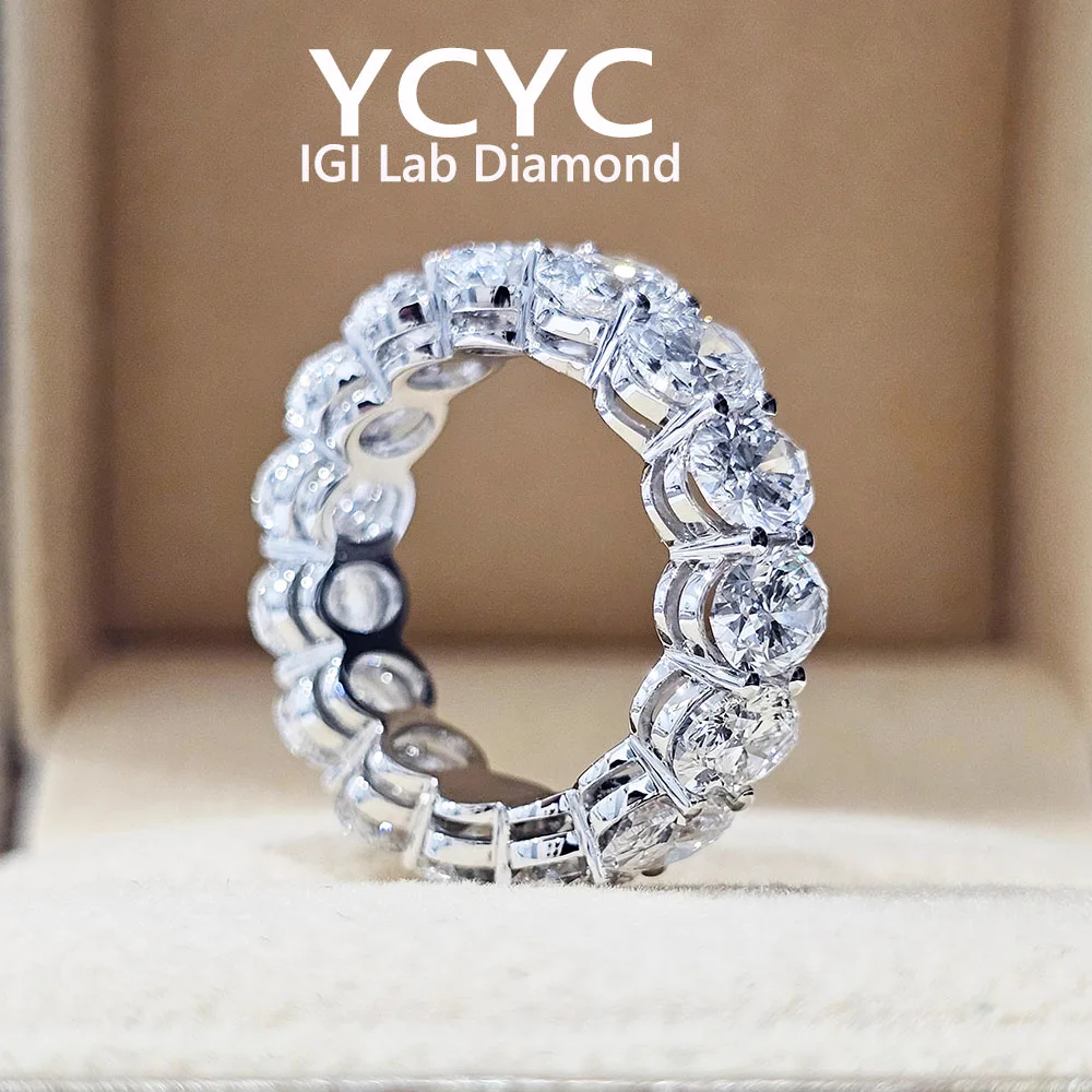 

LUXURY Eternity band Ring ﻿Lab Grown Diamond Ring Solid14K Gold Oval Cut Diamond CVD HPHT DEF VS each 0.2ct -0.5ct