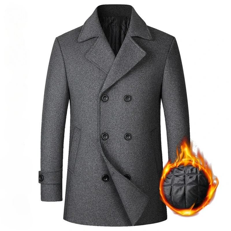 New Winter Men Double Breasted Woolen Coats Thicker Warm Cashmere Trench Coats Long Jackets Quality Male Winter Overcoats Eur XX