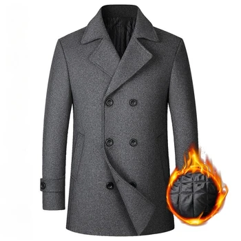 Men's Warm Wool Double-Breasted Coat 2 New Winter Men Double Breasted Woolen Coats Thicker Warm Cashmere Trench Coats Long Jackets Quality Male Winter Overcoats Eur XX 2