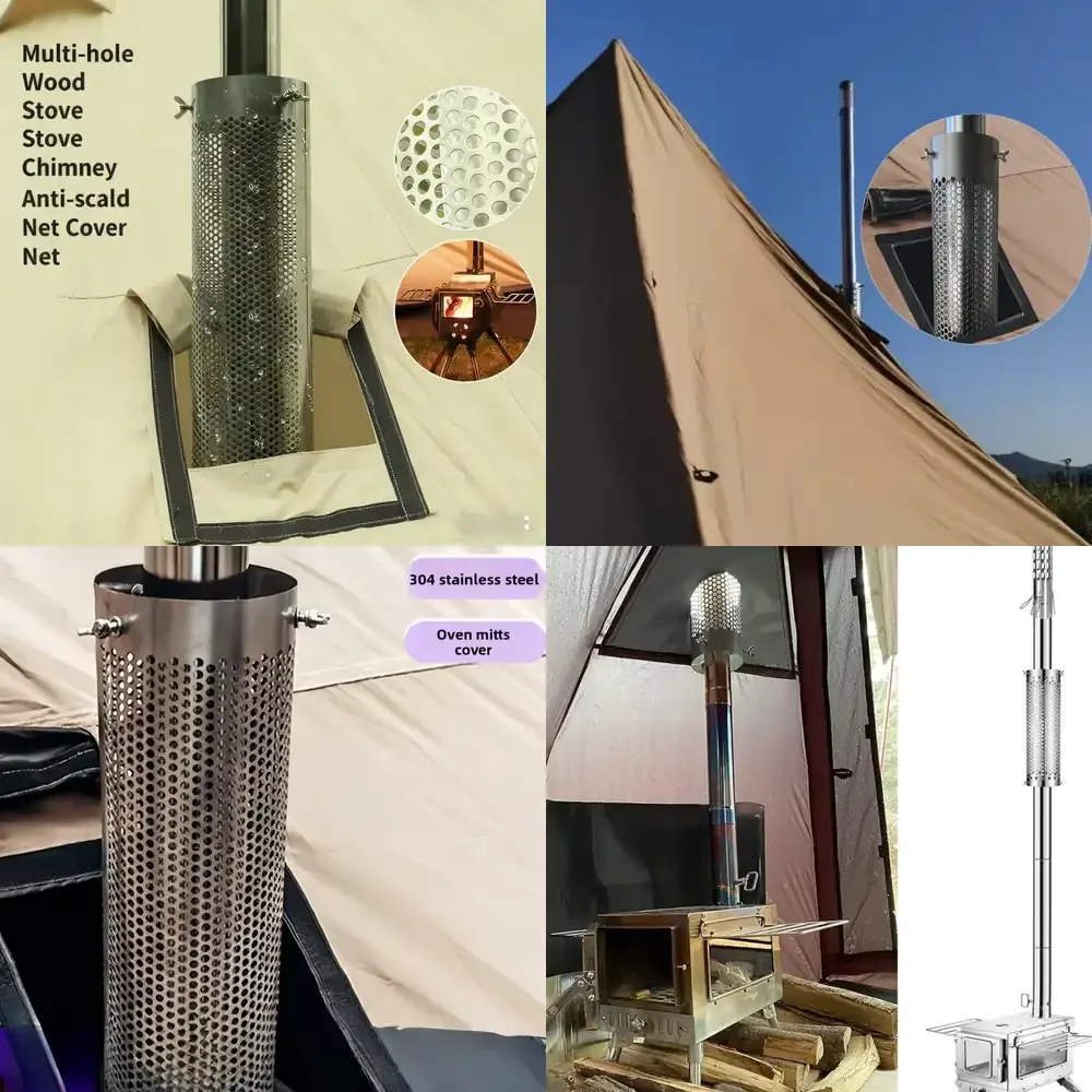 

WAP01 Camping Stove Pipe Stainless Steel Chimney Tube For Outdoor Tent Wood Stove Heat Resistant Scald Cover Safety