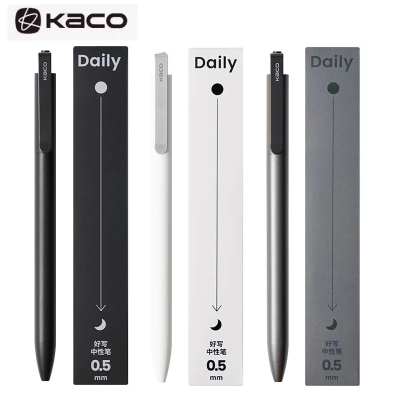 KACO Daily Gel Pens Press Type Commerce Signature Canetas Large Capacity 800M Metal Pen Clip 0.5mm Black Ink Quicking Drying Pen