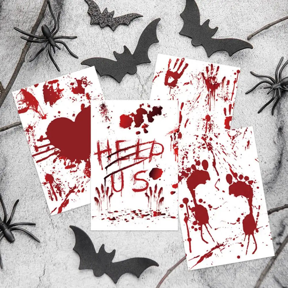 12 Pack Blood Handprint Postcard，Scary Blood Handprint Sticky Notes，Horror Themed Postcard Invitations，For Holiday Party