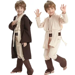 Disfraz de Star Wars Obi-Wan Kenobi para niños, Cosplay de guerrero Jedi, capa con capucha, traje de ropa, fiesta de disfraces de Halloween para niños