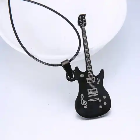 1-Piece Vintage Punk Guitar Pendant - Black Rock Music Choker for Men & Women, Minimalist Party Jewelry Gift