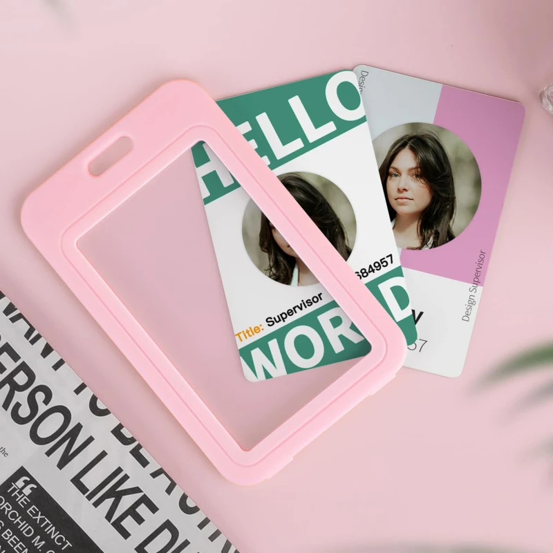 Card Protective Holders Double Sided Window Transparent Hard Plastic Work Permit Cards Cover Entry Permit Badge Chest Badge