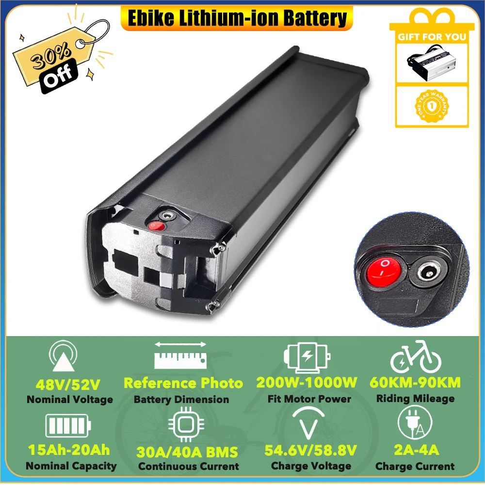 

Removable Frame 48V 15Ah 20Ah 52V 17.5Ah Replacement Lithium-ion Battery Pack for Aipas® M1 Pro Xterrain ST Ebike
